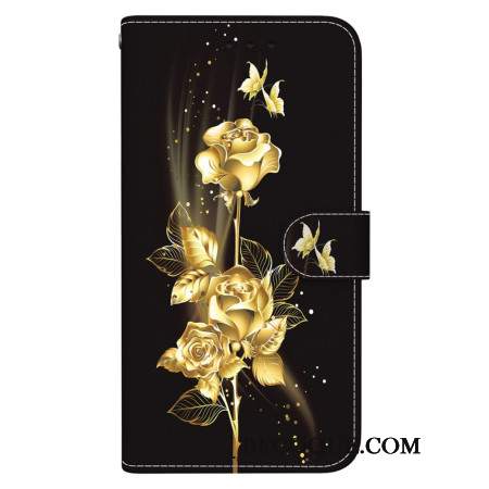 Etui Folio Do Samsung Galaxy A16 5g Złoty I Różowy Motyl