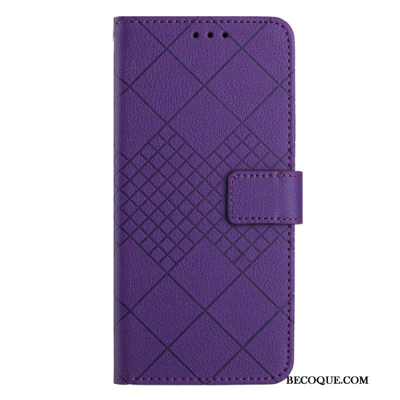 Etui Folio Do Xiaomi 14 Diamenty O Fakturze Litchi Z Paskiem