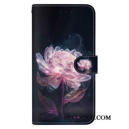 Etui Folio Do Xiaomi 14 Fioletowa Piwonia Z Paskiem