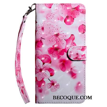 Etui Folio Do Xiaomi Redmi Note 13 4g CZerwone Kwiaty Z Paskiem