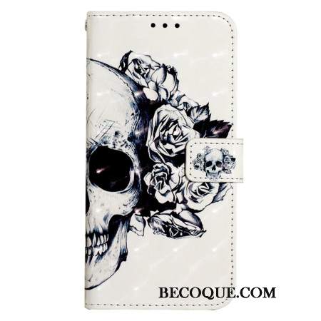 Etui Folio Do Xiaomi Redmi Note 13 4g Kwiatowa CZaszka Z Paskiem