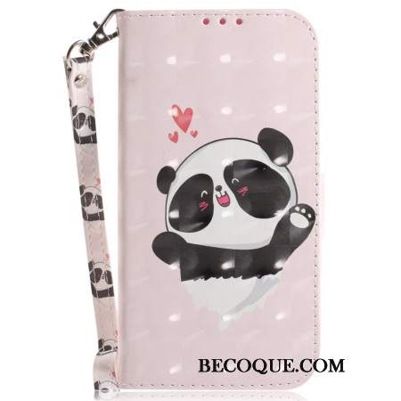 Etui Folio Do iPhone 16 Miłość Panda Z Paskiem