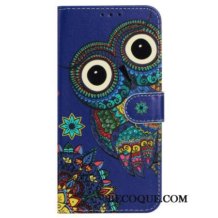 Etui Folio Do iPhone 16 Plus Niebieska Sowa Z Paskiem