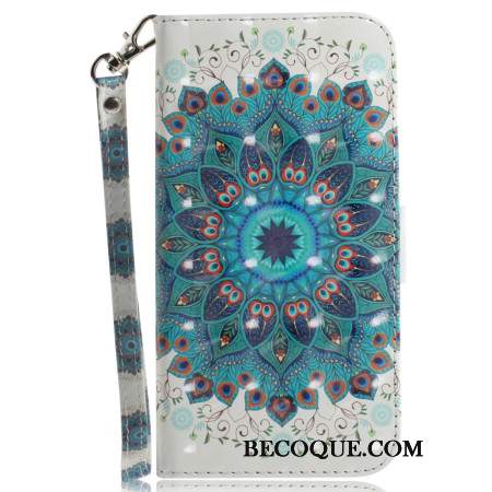 Etui Folio Do iPhone 16 Plus Zielona Mandala Z Paskiem