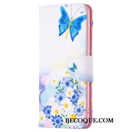 Etui Folio Oppo A98 5g Akwarela Z Motylami I Kwiatami