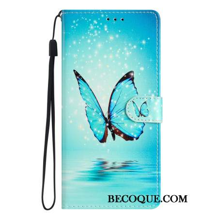 Etui Folio Oppo A98 5g Niebieski Motyl Z Paskiem