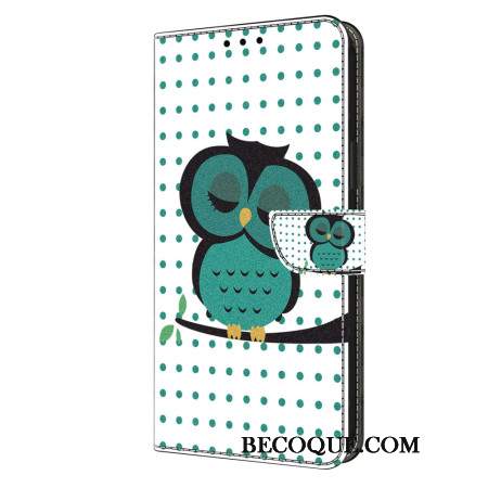 Etui Folio Oppo A98 5g Śpiąca Sowa