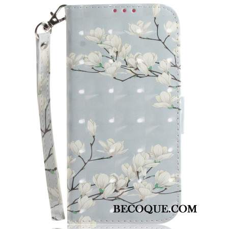 Etui Folio Oppo Reno 11 5g Magnolie Lanière