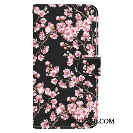 Etui Folio Oppo Reno 12 5g Kwiaty Śliwy Z Paskiem Etui Ochronne