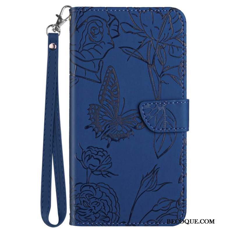 Etui Folio Oppo Reno 12f 5g Nadruk W Kształcie Motyla Z Paskiem Etui Ochronne