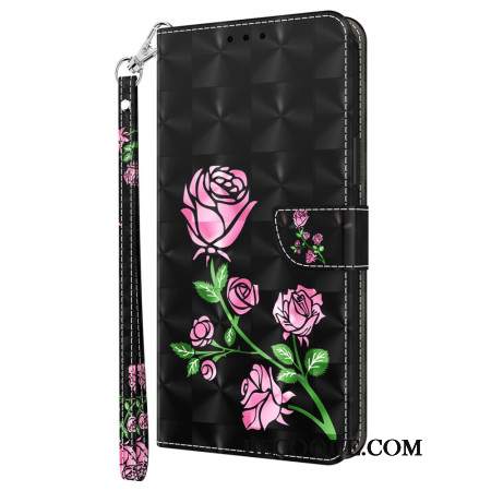 Etui Folio Samsung Galaxy A16 5g Różowe Kwiaty Z Paskiem Etui Ochronne