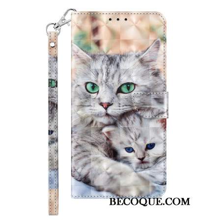 Etui Folio Samsung Galaxy A55 5g Dwa Białe Koty Z Paskami Etui Ochronne