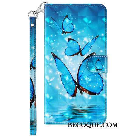 Etui Folio Samsung Galaxy A55 5g Niebieskie Motyle Z Paskiem