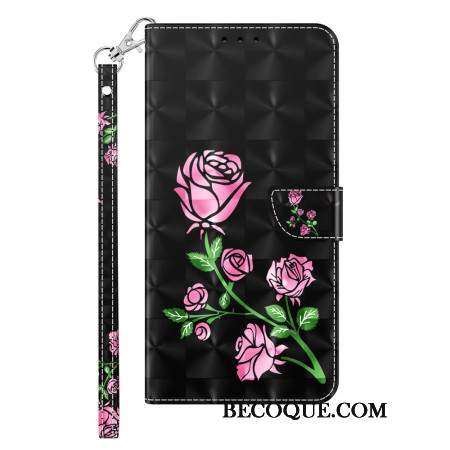 Etui Folio Samsung Galaxy S24 5g Kwiaty Róży Z Paskiem