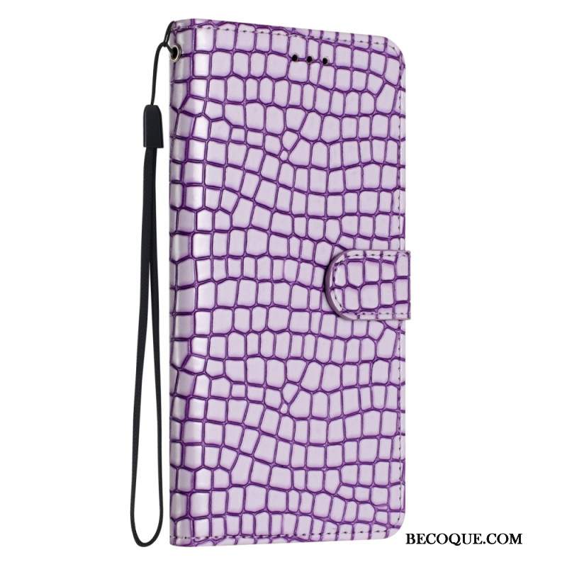 Etui Folio Samsung Galaxy S24 Fe Styl Krokodyla Z Paskiem