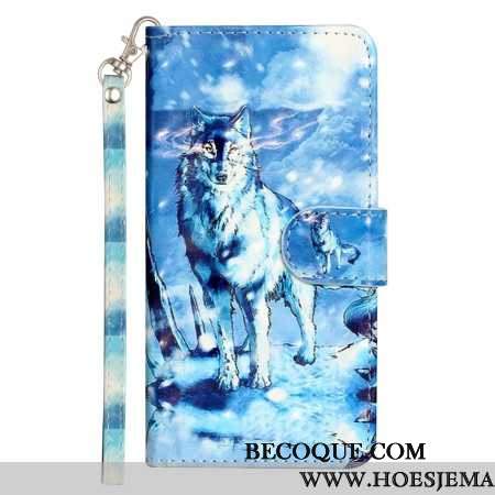 Etui Folio Samsung Galaxy S24 Fe Wilk Śnieżny Z Paskiem Etui Ochronne