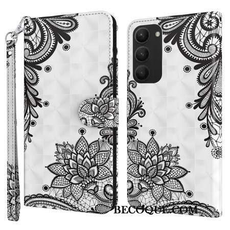 Etui Folio Samsung Galaxy S24 Plus 5g Koronkowy Kwiatek Z Paskiem Etui Ochronne