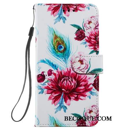 Etui Folio Samsung Galaxy S24 Plus 5g Pasek Ze Wzorem W Pawie Kwiatki