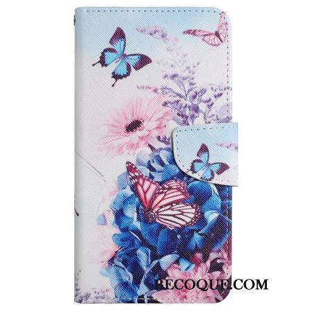 Etui Folio Samsung Galaxy S24 Ultra 5g Fioletowe Motyle Z Paskiem Etui Ochronne