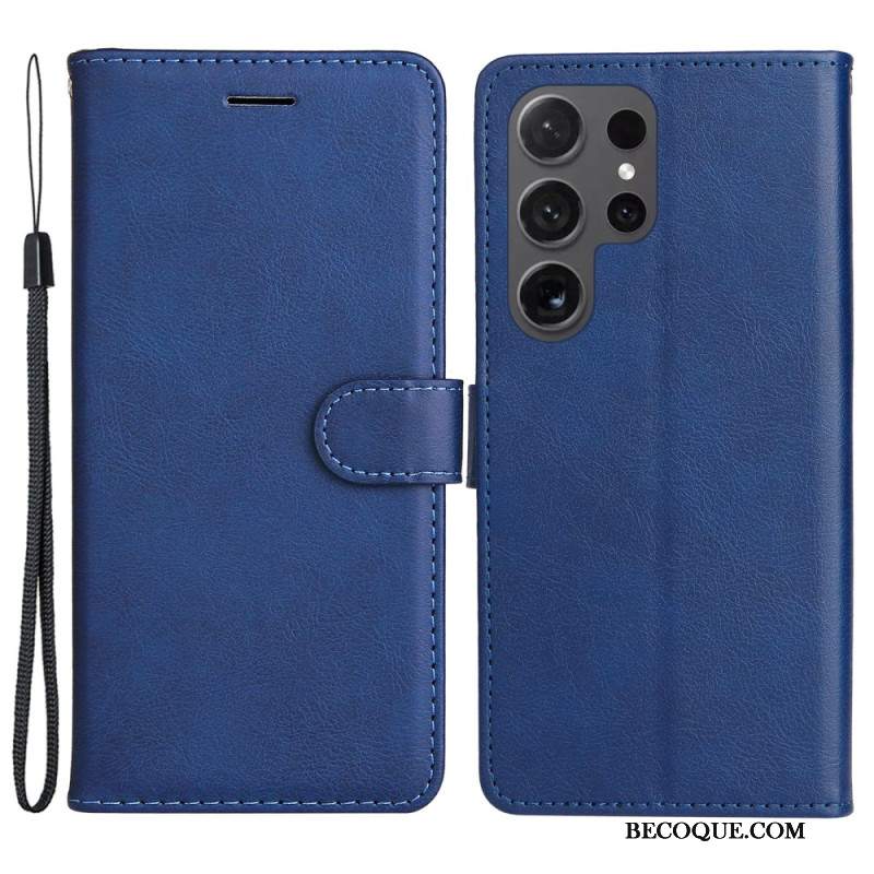 Etui Folio Samsung Galaxy S24 Ultra 5g Jednolity Kolor Z Paskiem Etui Ochronne