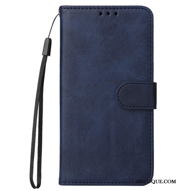 Etui Folio Xiaomi 14 Gładki Efekt Skóry Z Paskiem Etui Ochronne