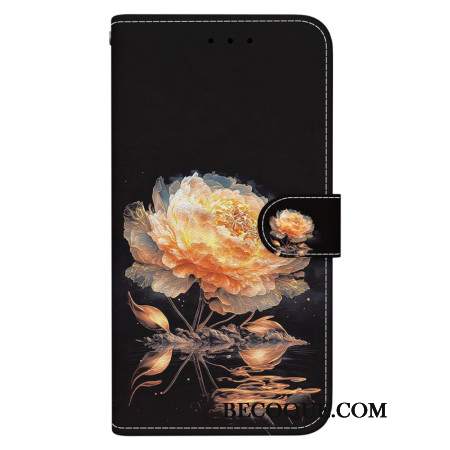 Etui Folio Xiaomi 14 Pomarańczowa Piwonia Z Paskiem Etui Ochronne