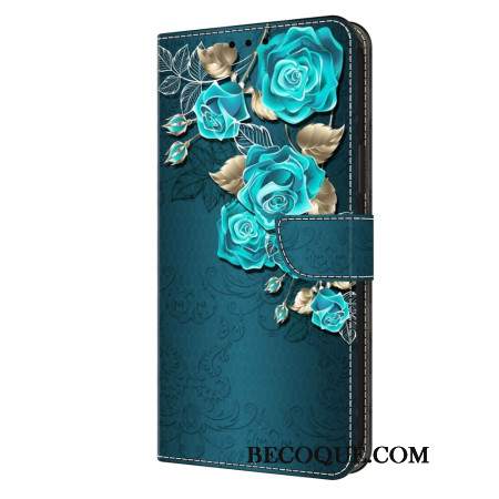 Etui Folio Xiaomi 14 Pro Niebieskie Róże Etui Ochronne