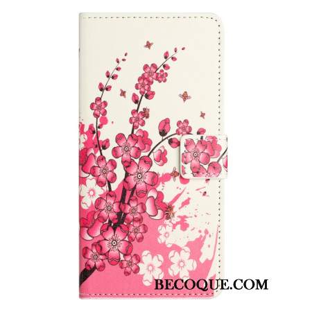 Etui Folio Xiaomi Redmi Note 13 4g Kwiaty Śliwy Etui Ochronne