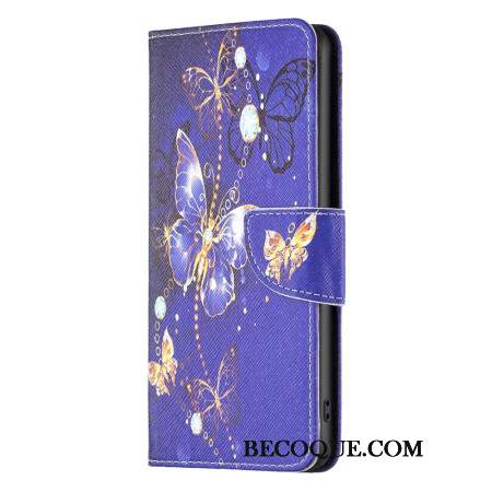 Etui Folio Xiaomi Redmi Note 13 5g Fioletowe Motyle