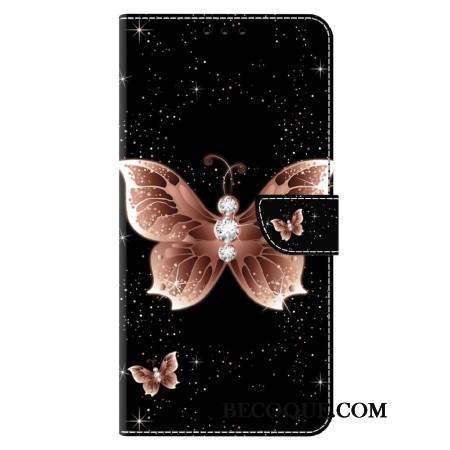 Etui Folio Xiaomi Redmi Note 13 5g Różowe Motyle Diamentowe