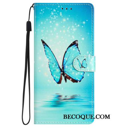 Etui Folio iPhone 16 Plus Motyl Na Wodzie Z Paskiem