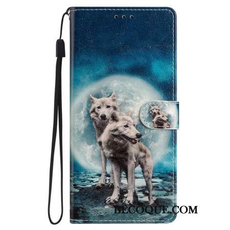 Etui Folio iPhone 16 Pro Max Dwa Wilki Z Paskami