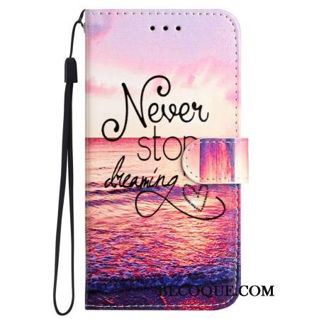 Etui Folio iPhone 16 Pro Max Nigdy Nie Przestawaj Marzyć Z Paskiem Etui Ochronne