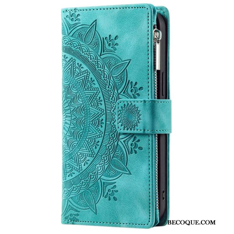 Etui Folio iPhone 16 Pro Portfel Z Efektem Zamszu W Kształcie Mandali Etui Ochronne