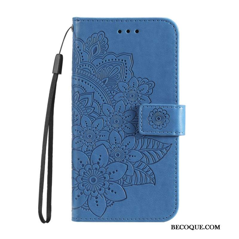 Skórzany Futerał Google Pixel 8a Etui Na Telefon Drukowana Mandala Z Paskiem