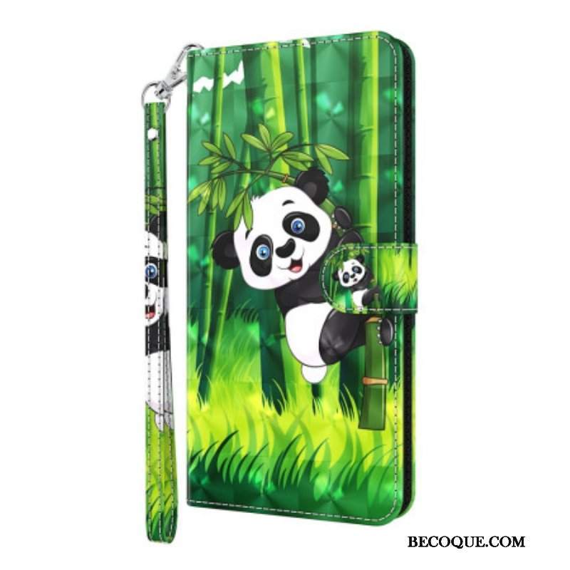 Skórzany Futerał do Poco X4 Pro 5G z Łańcuch Paskowata Panda